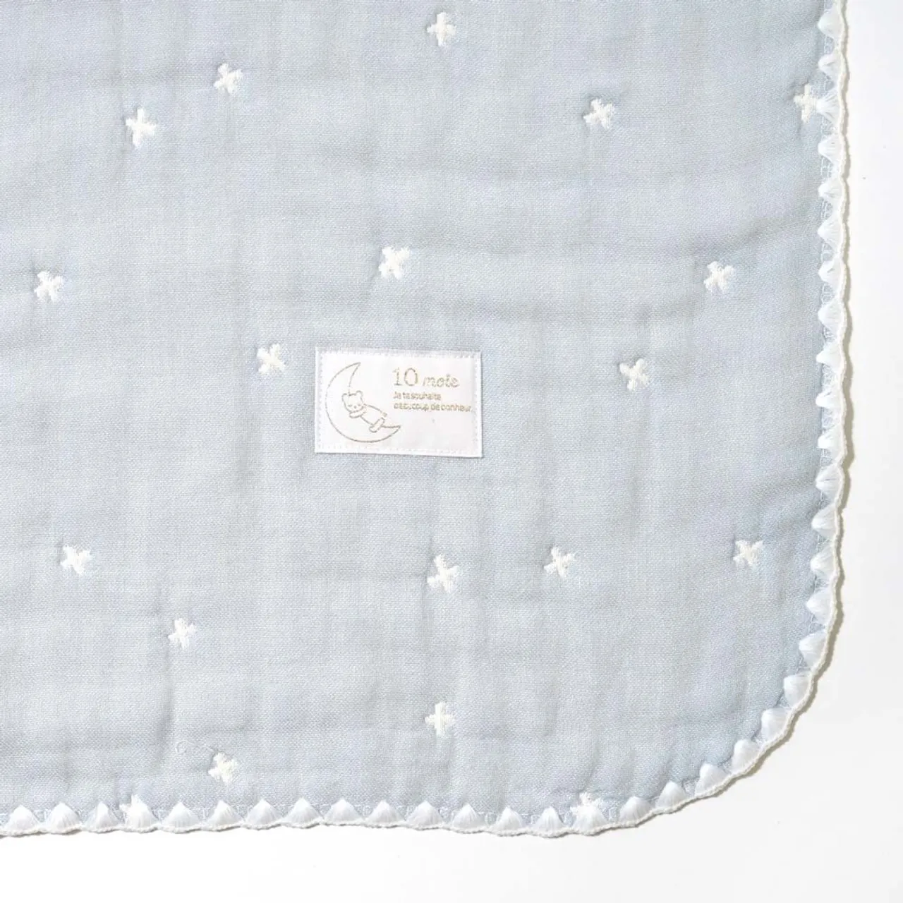 10mois Six-Layer Gauze Blanket Medium Blue