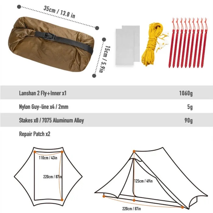 3F UL LanShan 2 Ultralight Tent (3 Season)