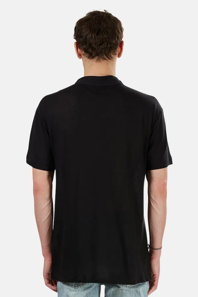 66 Pop Collar Polo Black