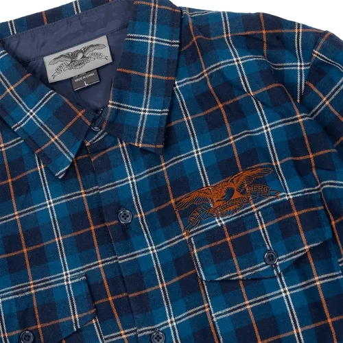 Anti Hero Skateboards Longsleeve Shirt Basic Eagle Flannel Navy/Orange