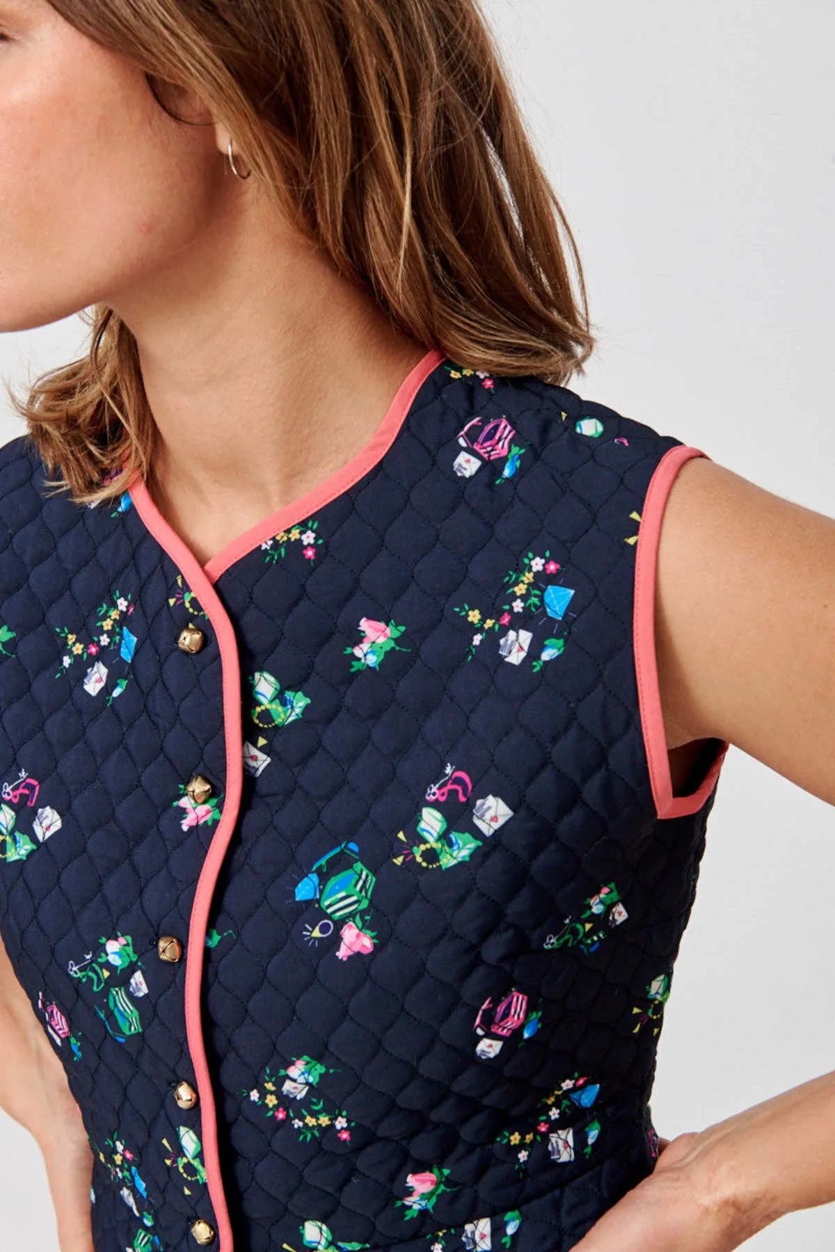 Belle Vest - Navy Floral Quilt 