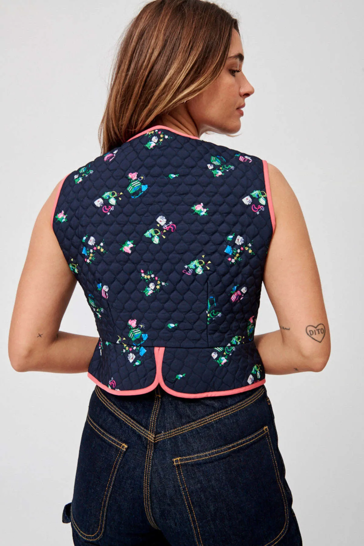 Belle Vest - Navy Floral Quilt 