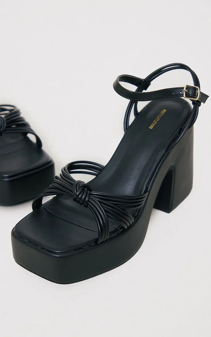 Black Pu Platform Barley There Heeled Sandals