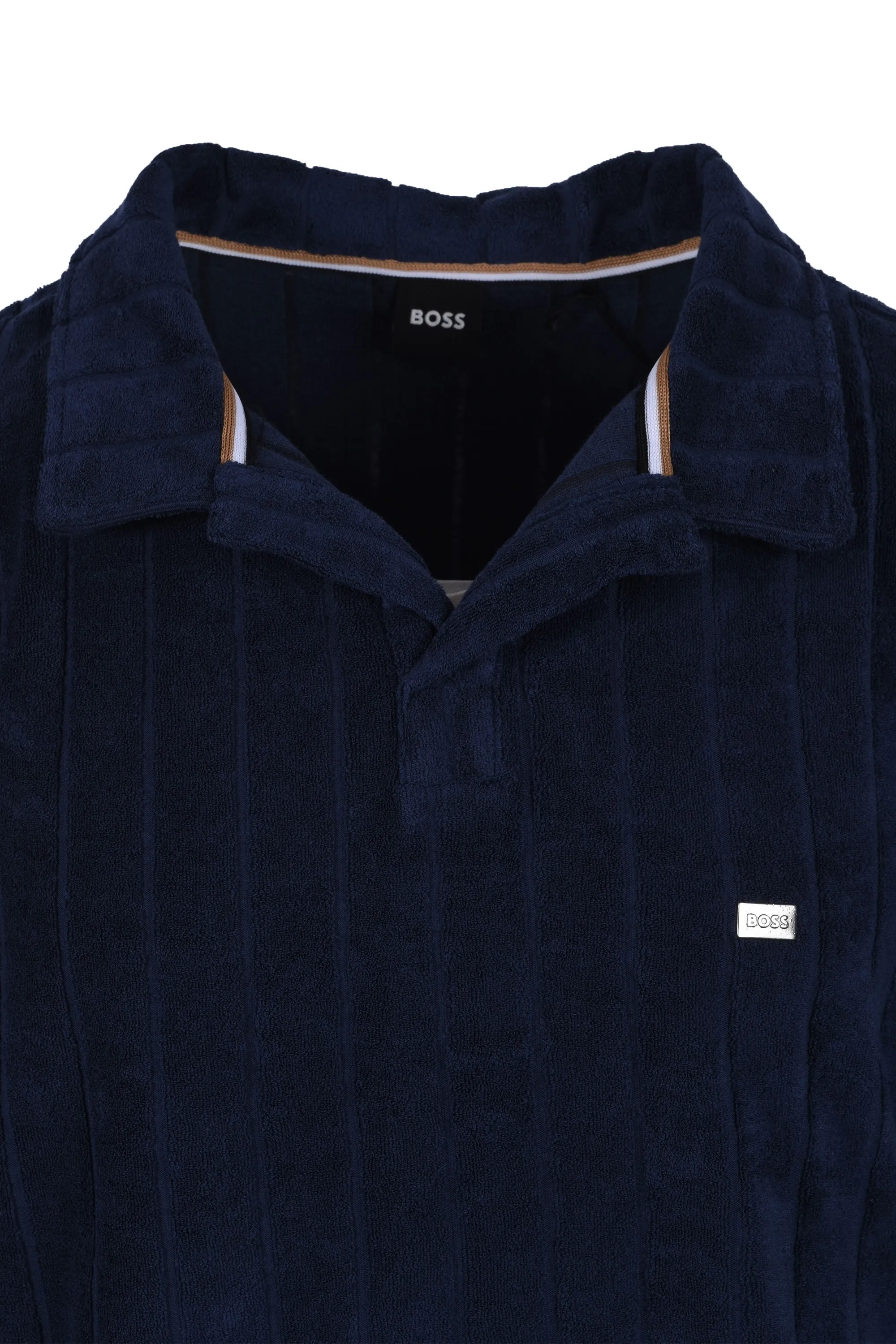 Boss Toweling Polo Shirt Navy