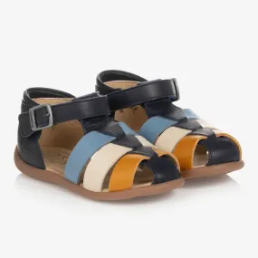 Boys Navy Blue Leather First Walker Sandals