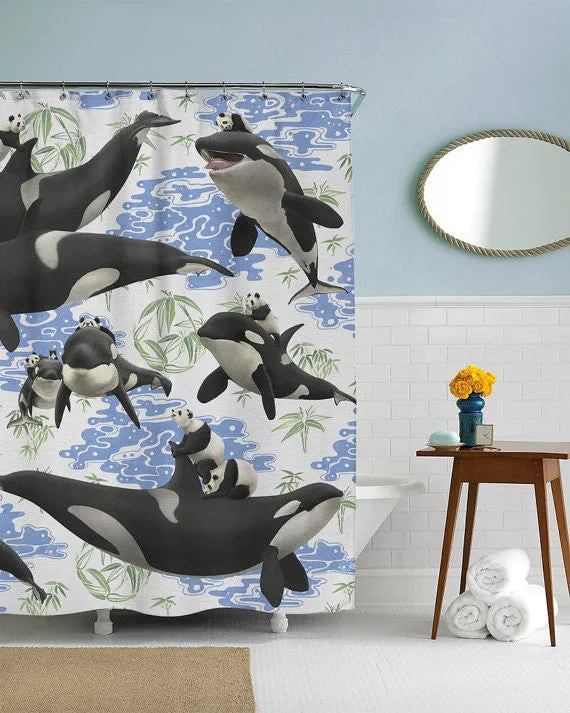 Captives, Panda & Orca Shower Curtain