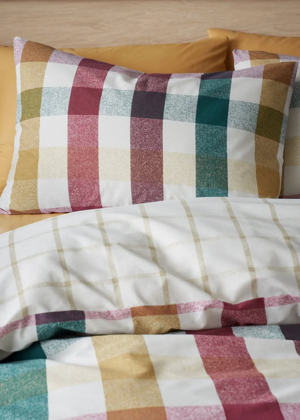 Catherine Lansfield Autumn Check Reversible Duvet Cover Set