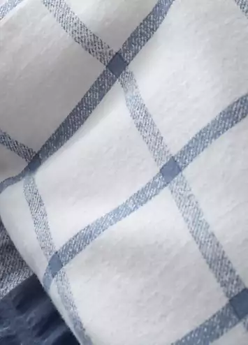 Catherine Lansfield Blue Brushed Cotton Seersucker Gingham Duvet Cover Set | Kaleidoscope