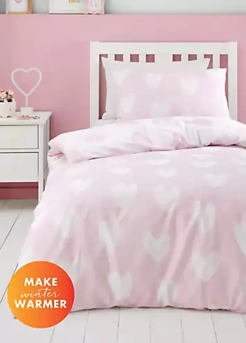 Catherine Lansfield Kids Brushed Cotton Hearts Duvet Cover Set | Kaleidoscope