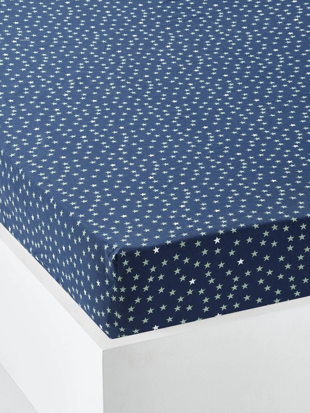 Children's Fitted Sheet, DREAM BIG - dark blue/print