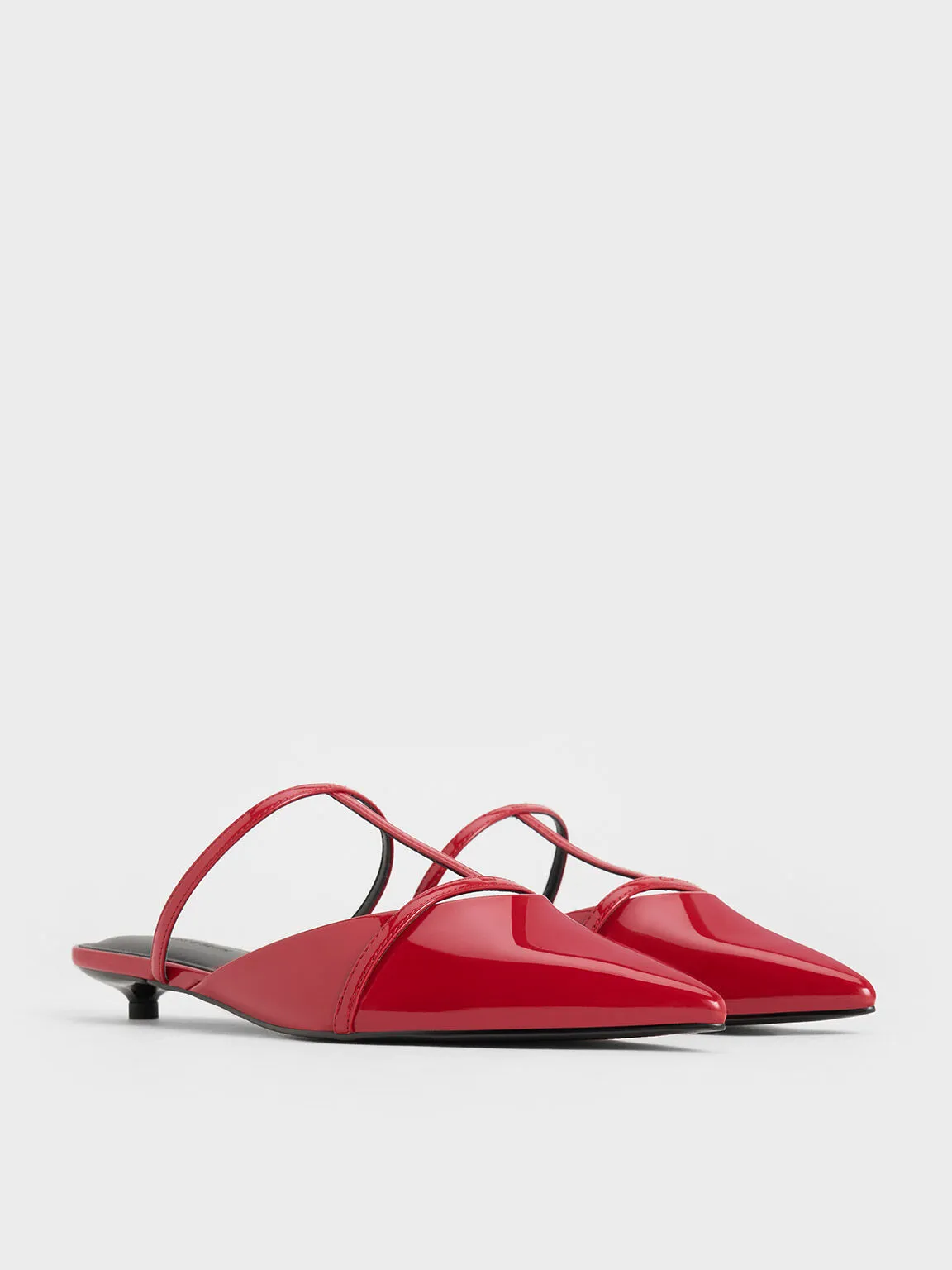 Clara T-Bar Pointed-Toe Mules - Red