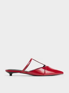 Clara T-Bar Pointed-Toe Mules - Red