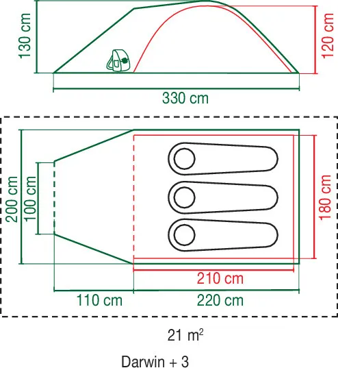 Coleman Tent Darwin 3+ Grey/Green | Buy Coleman Tent Darwin 3+ Grey/Green here | Outnorth