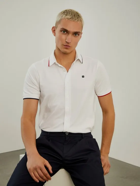 Cotton polo shirt with stripes