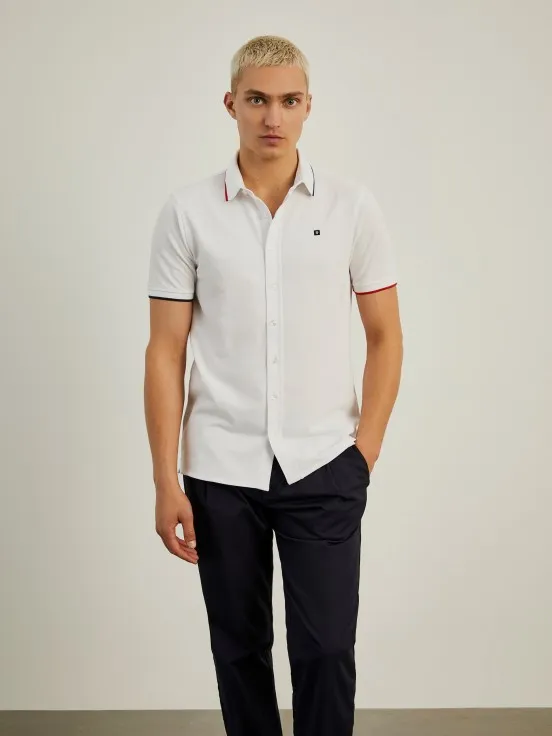 Cotton polo shirt with stripes