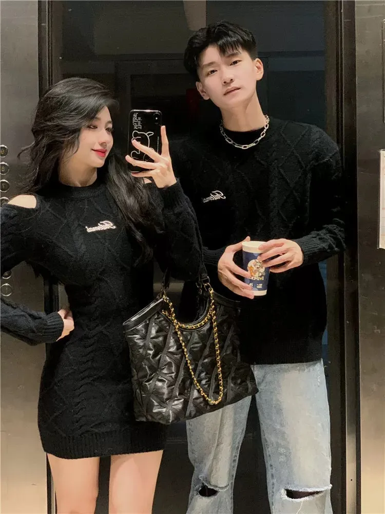 Couple clothing autumn and winter 2023 new ins super hot sweater dress for one man and one woman Korean style French sweater tre