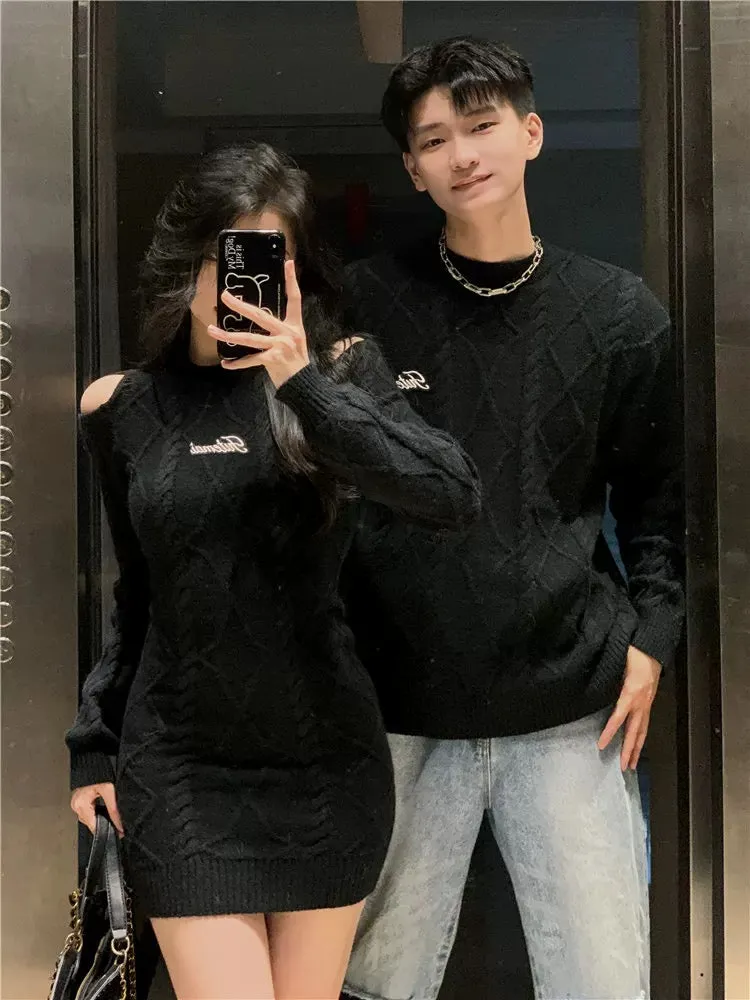 Couple clothing autumn and winter 2023 new ins super hot sweater dress for one man and one woman Korean style French sweater tre