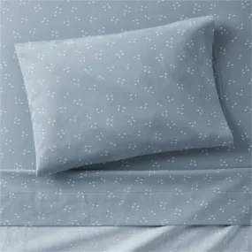 Crate&Barrel Cozy Cloud Twinkle Mist Blue Washed Organic Cotton Toddler Sheet Set