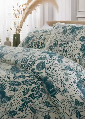 Deyongs Hidden Forest Brushed Cotton Duvet Cover Set - Blue | Kaleidoscope