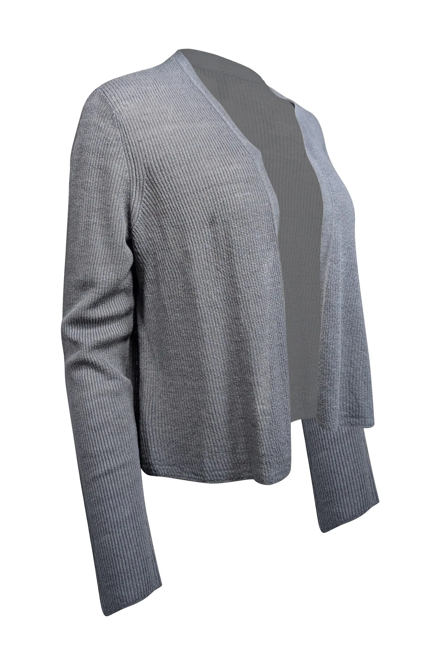 Eileen Fisher - Grey Organic Linen & Cotton Blend Open Front Cardigan Sz S