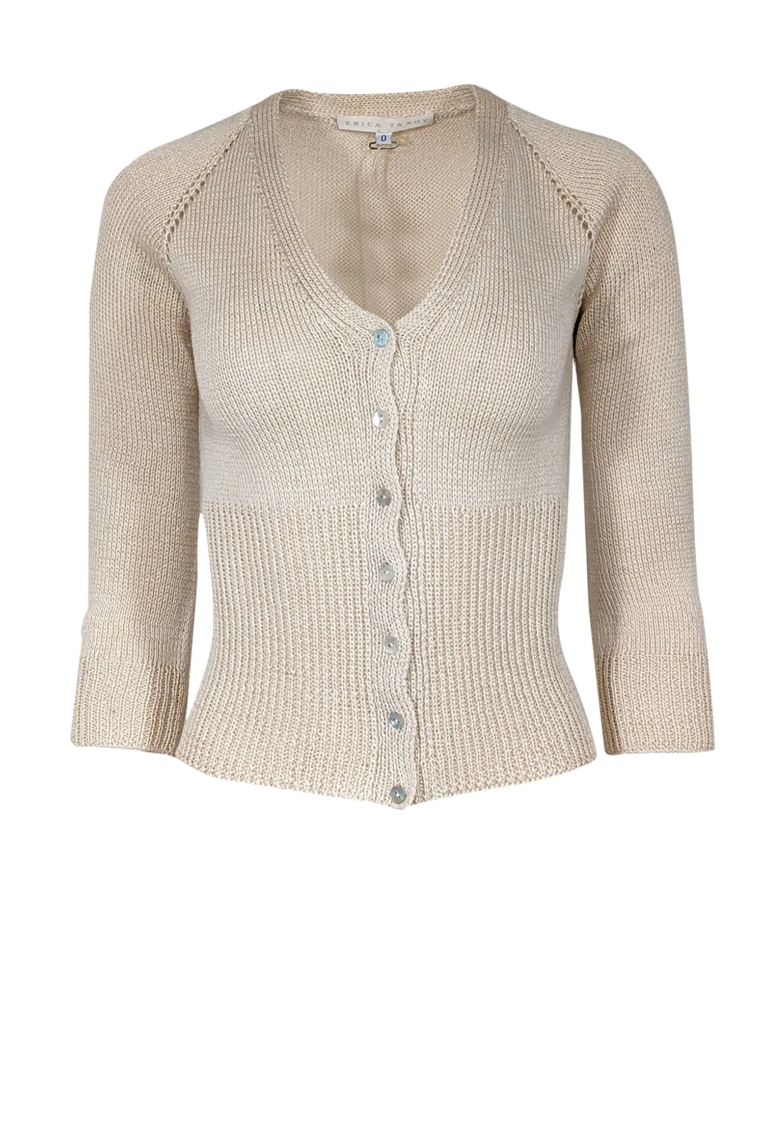 Erica Tanov - Beige Cotton Raglan Sleeve Cardigan Sz 0