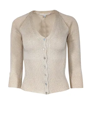 Erica Tanov - Beige Cotton Raglan Sleeve Cardigan Sz 0