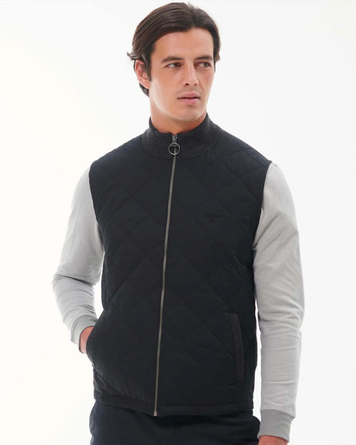 Essential Box Quilt Gilet - Charcoal Marl