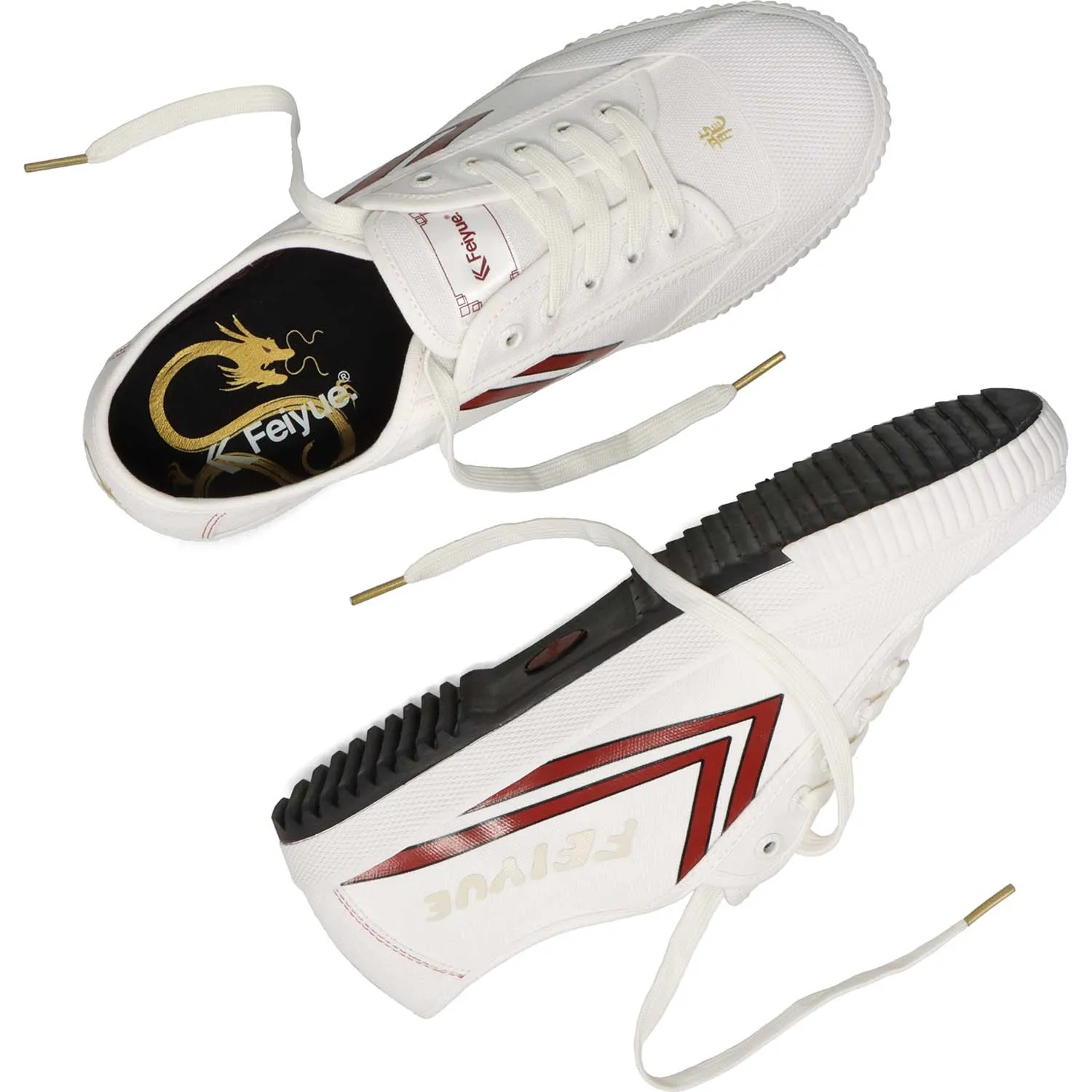 Feiyue Lo 1920 Canvas CNY Trainers - White/Black/Gold