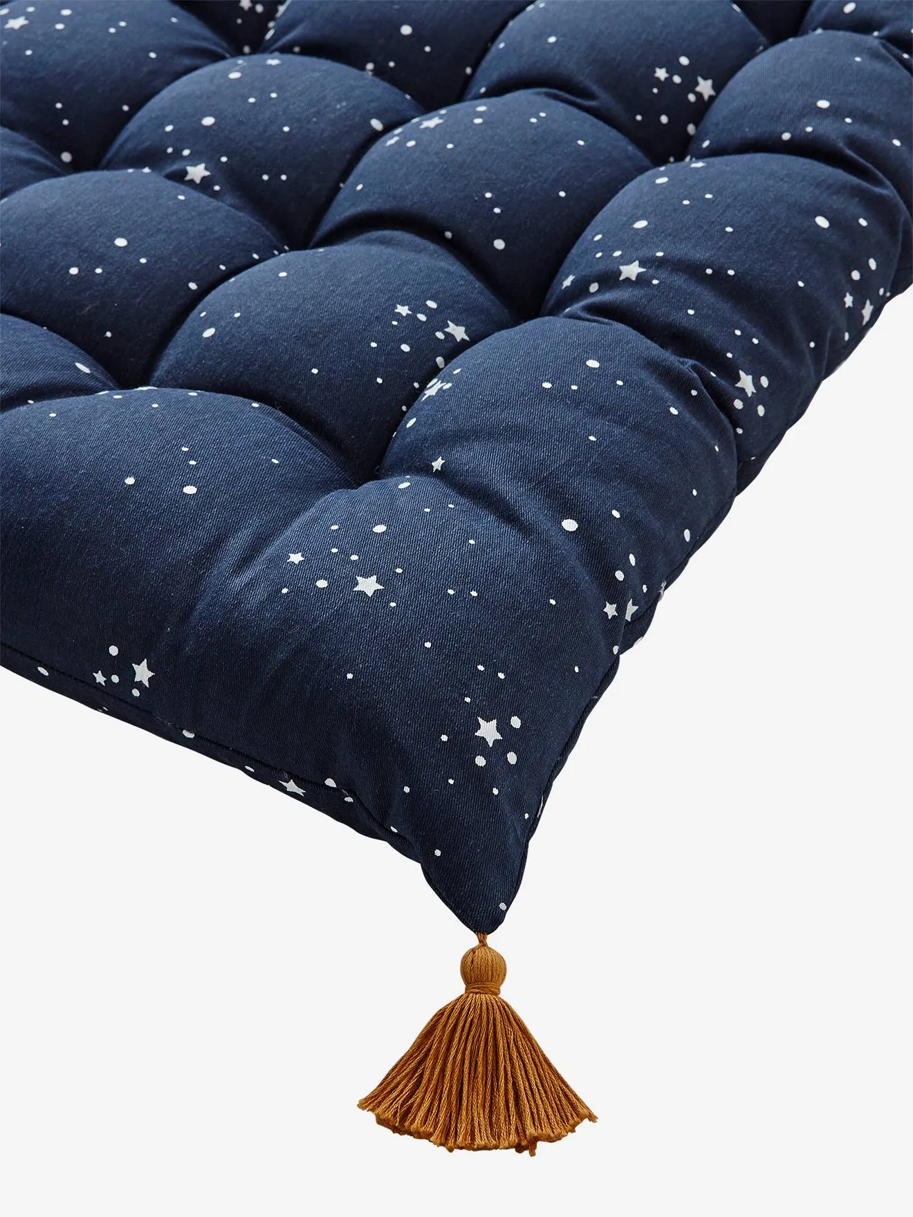 Floor Mattress with Tassels - dark blue/print