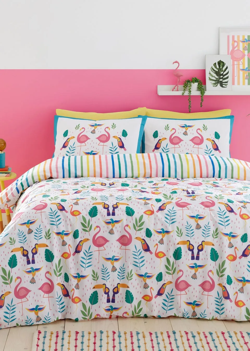 Fusion Tropical Flamingo Pink Duvet Cover Set