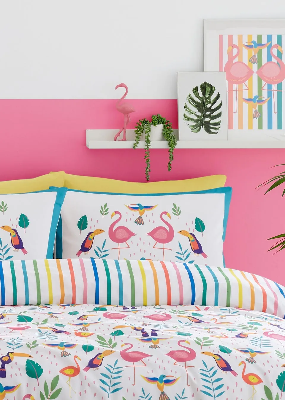 Fusion Tropical Flamingo Pink Duvet Cover Set