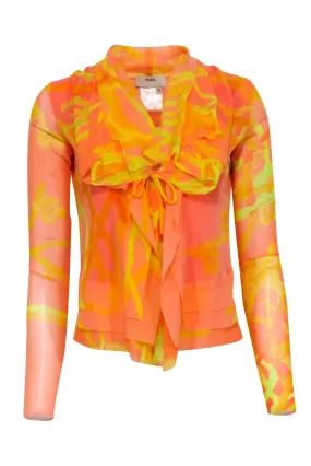 Fuzzi - Yellow & Orange Mesh Cardigan Sz XS