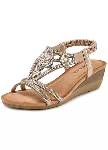 Gem Embellished Wedge Sandals by LASCANA | Look Again