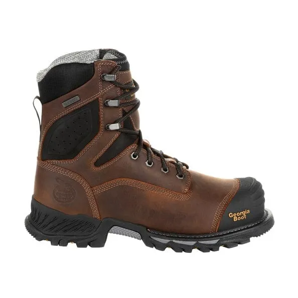 Georgia Boot Men's Rumbler Black and Brown 8 Inch Composite Toe Waterproof Work Boot GB00285