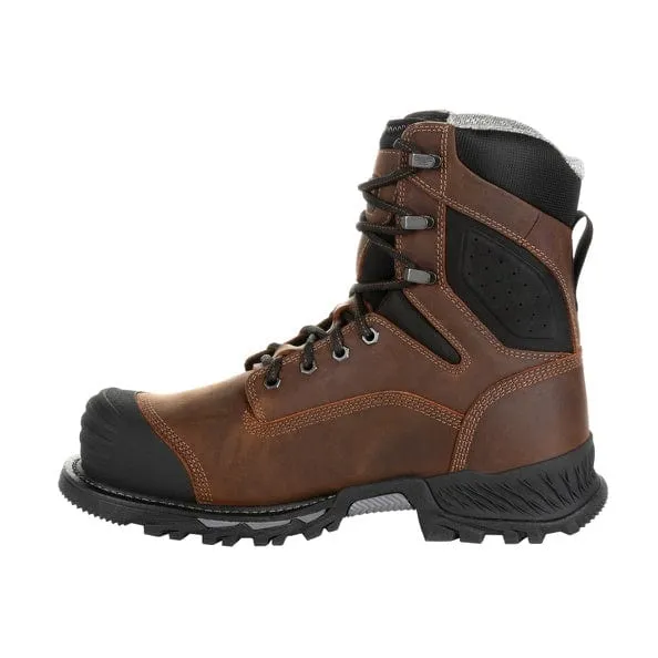 Georgia Boot Men's Rumbler Black and Brown 8 Inch Composite Toe Waterproof Work Boot GB00285