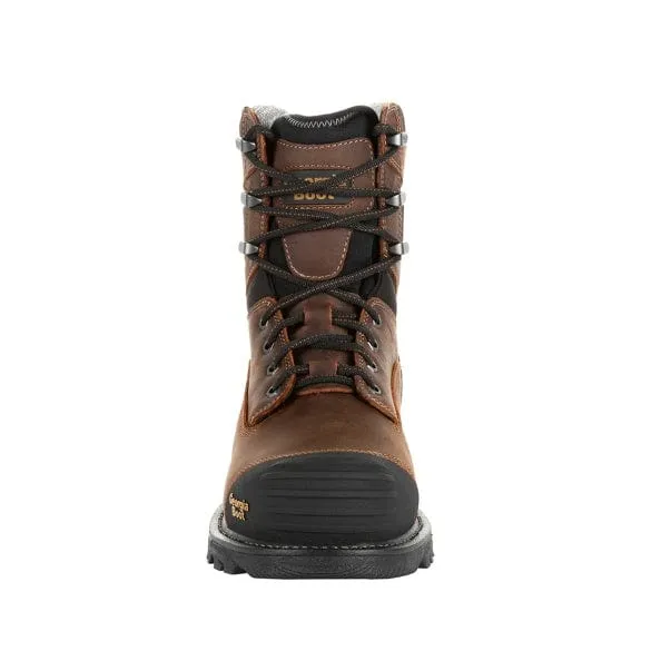 Georgia Boot Men's Rumbler Black and Brown 8 Inch Composite Toe Waterproof Work Boot GB00285