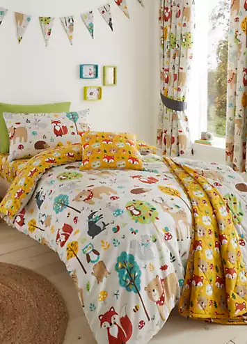 Happy Linen Co. Woodland Friends Reversible Duvet Cover Set | Kaleidoscope