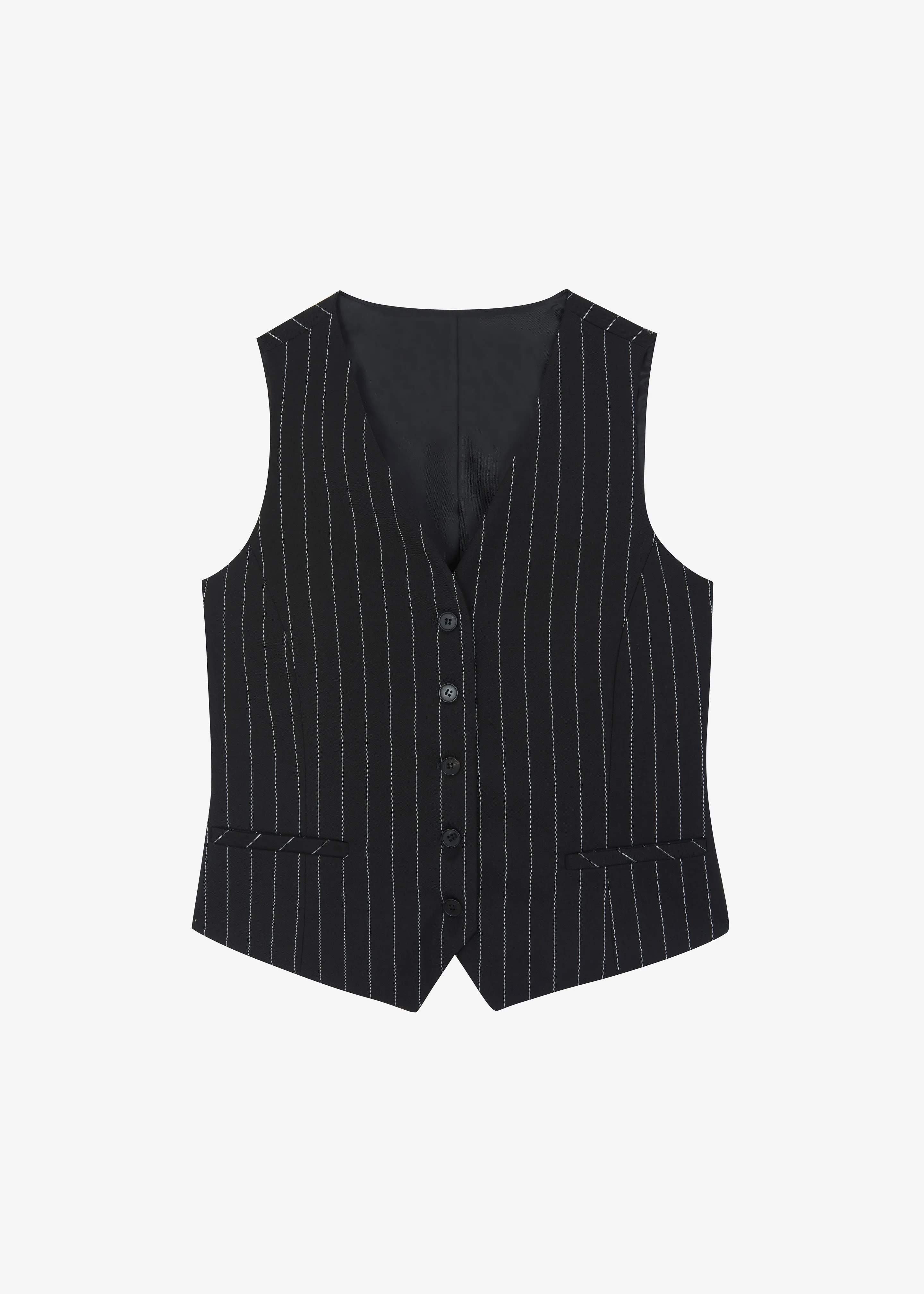 Holland Suit Vest - Black/White Pinstripe