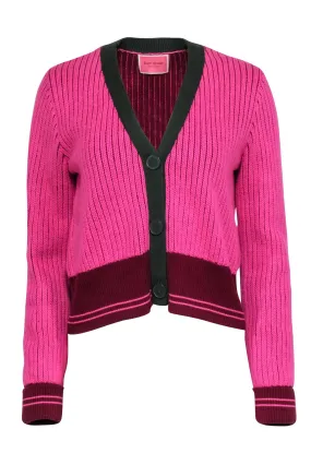 Kate Spade - Pink Knit Cardigan w/ Green Trim Sz M