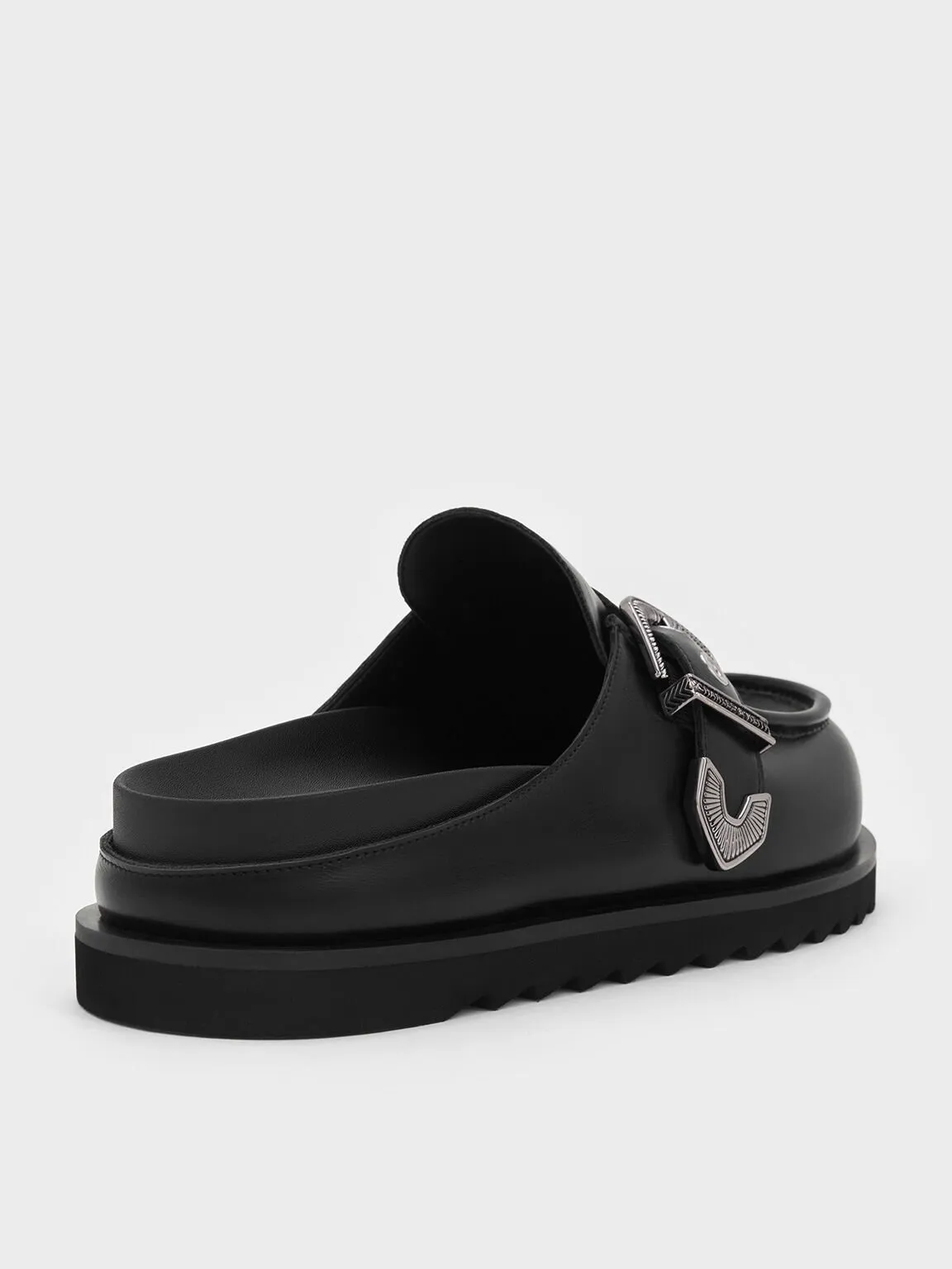 Kirke Buckle-Strap Flatform Mules - Black