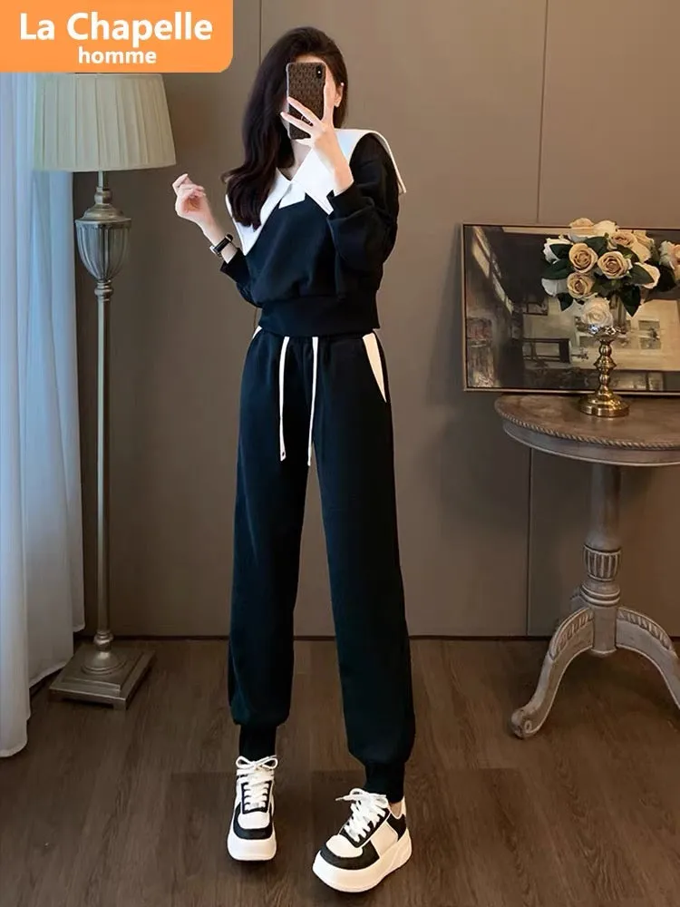 La Chapelle internet celebrity street sweater suit women's autumn 2023 new fashionable casual sports two-piece set