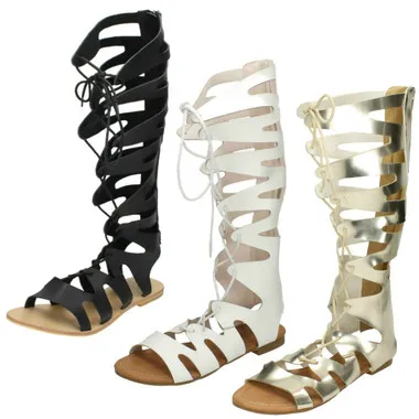 Ladies Spot On Lace Up Gladiator Sandals