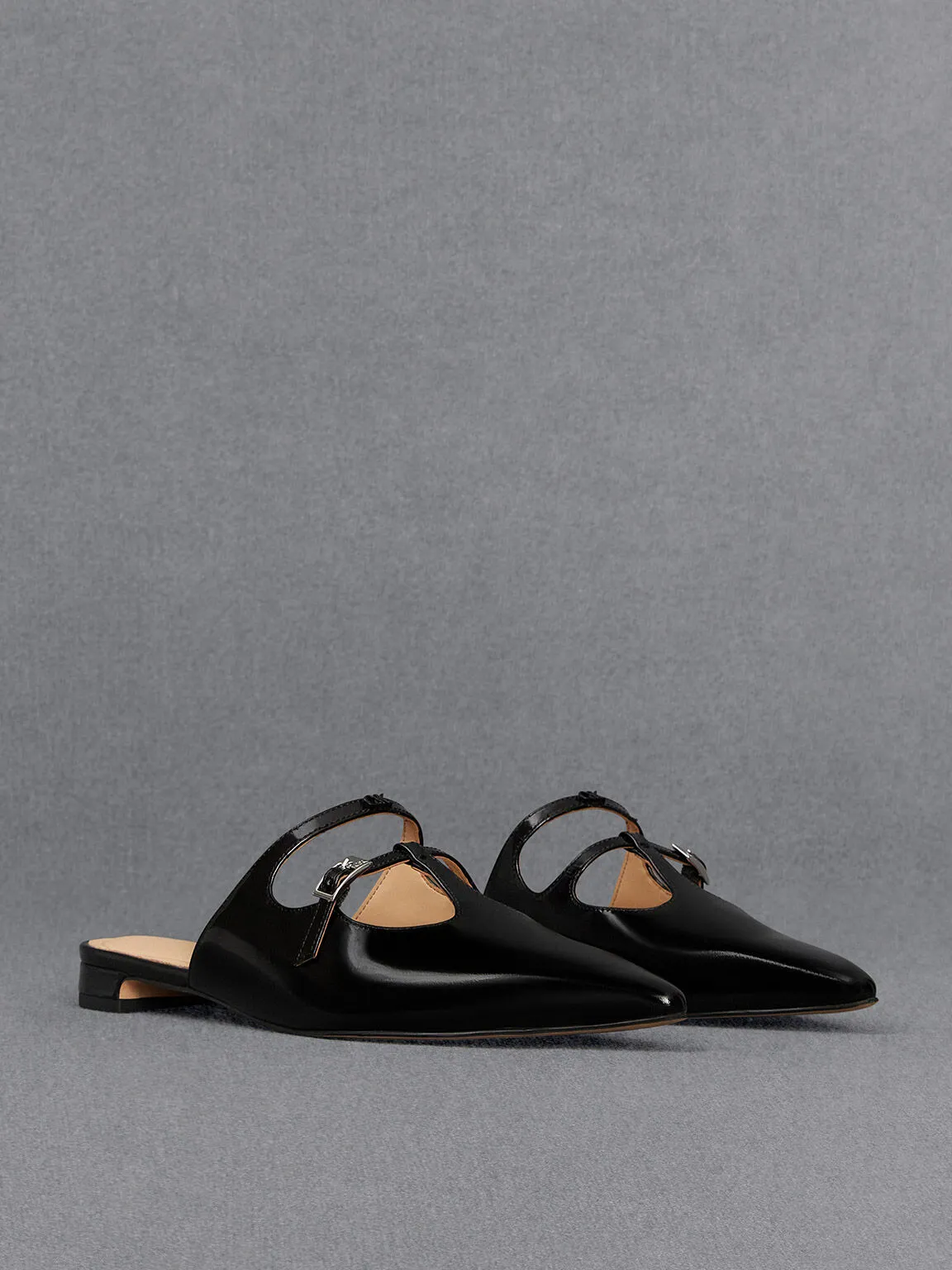 Leather T-Bar Double-Strap Mules - Black Box