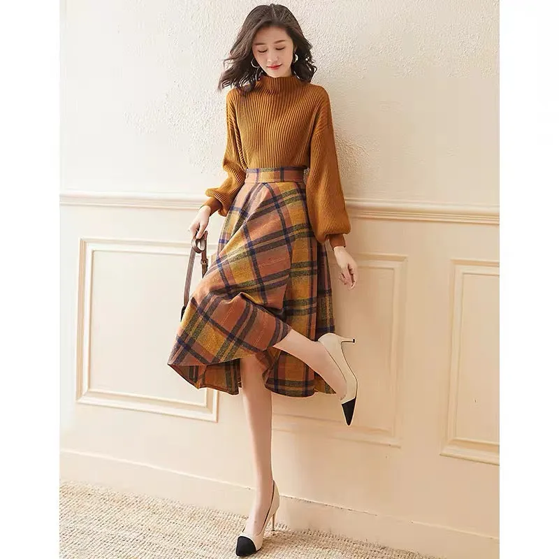 Long-sleeved temperament age-reducing suit skirt autumn and winter 2023 new internet celebrity knitted sweater skirt two-piece s