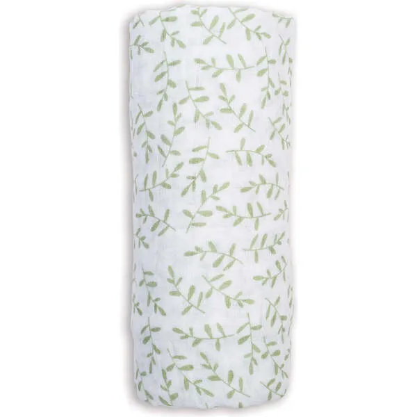 Lulujo Muslin Swaddle Blanket, Greenery