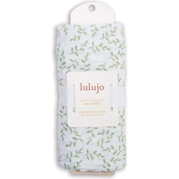 Lulujo Muslin Swaddle Blanket, Greenery