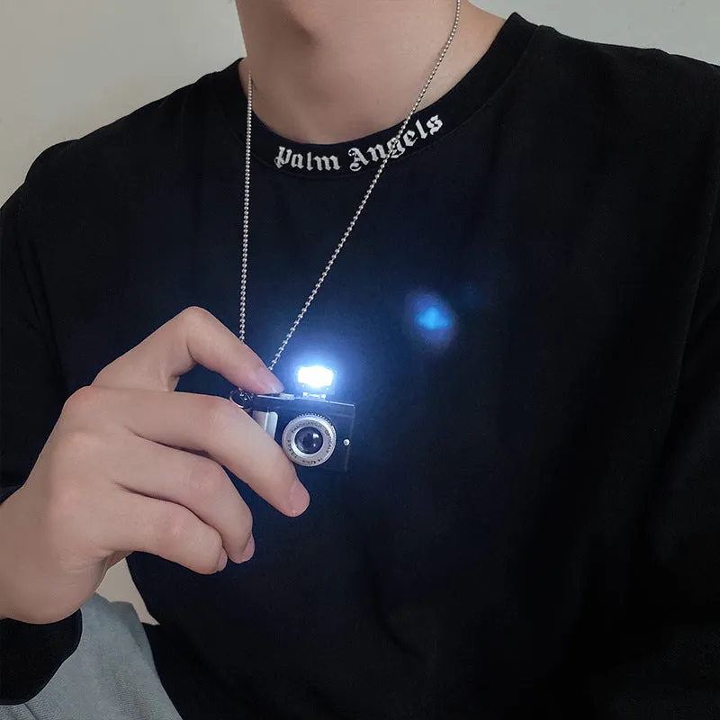 Luminous Small Camera Ball Titanium Steel Necklace Can Sound