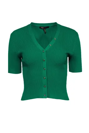 Maje - Kelly Green Ribbed Short Sleeve Cardigan Sz 2