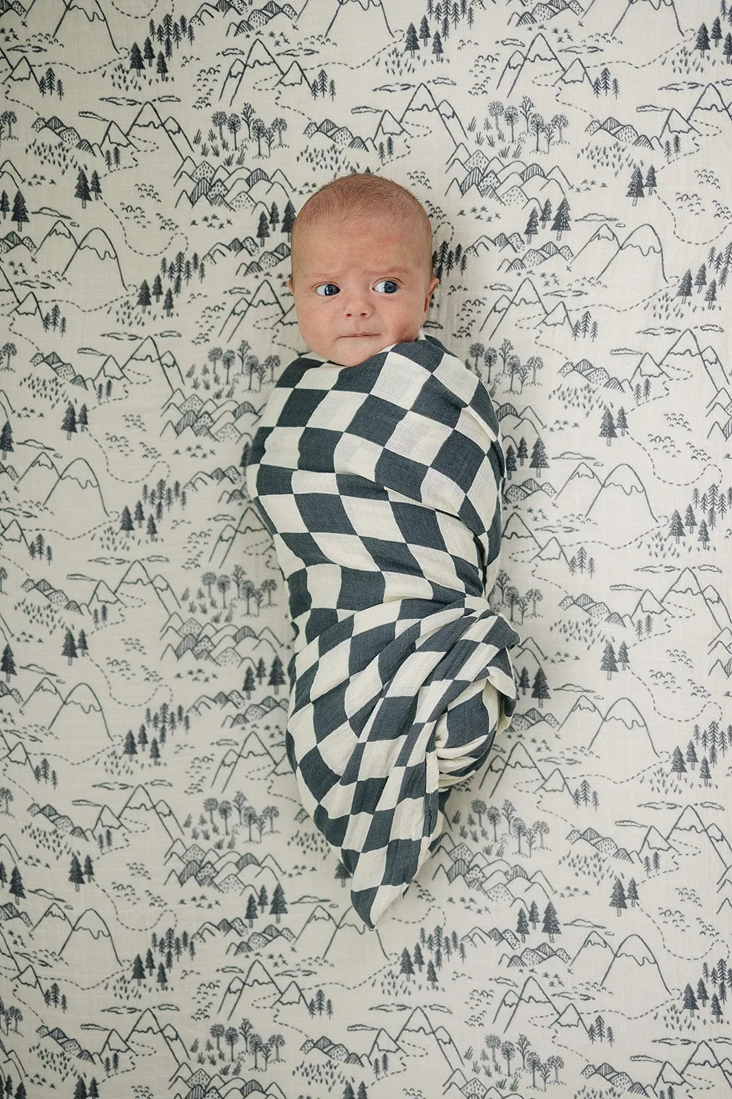 Mebie Baby Charcoal Checkered Muslin Swaddle Blanket *