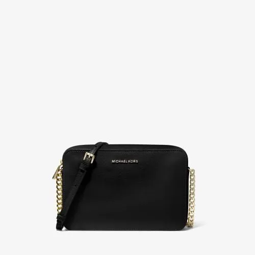 Michael Kors Jet Set Large Saffiano Leather Crossbody Bag | Black